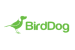 Logo BirdDog avec oiseau vert sur fond vert clair.